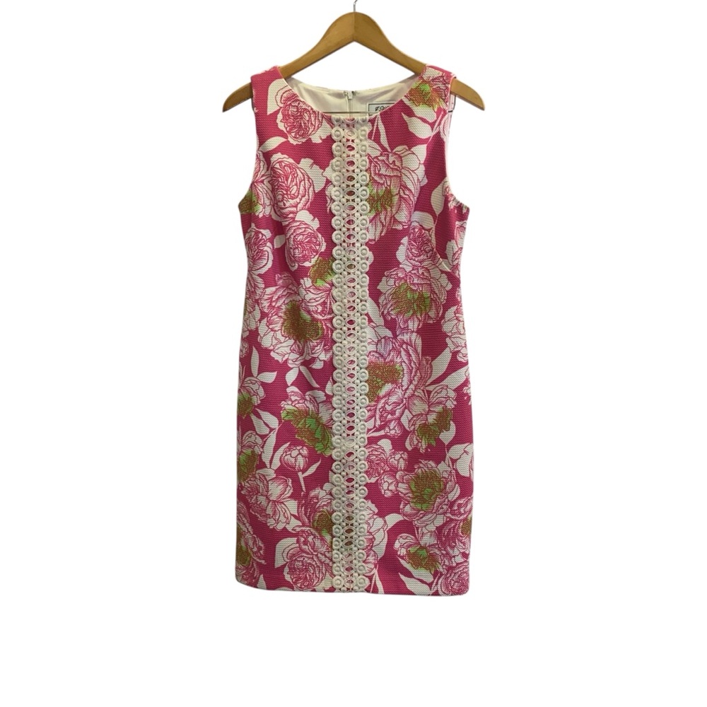 J Howard Pink Sheath Mini Sleeveless Preppy Textured Crew Neck Dress sz 10